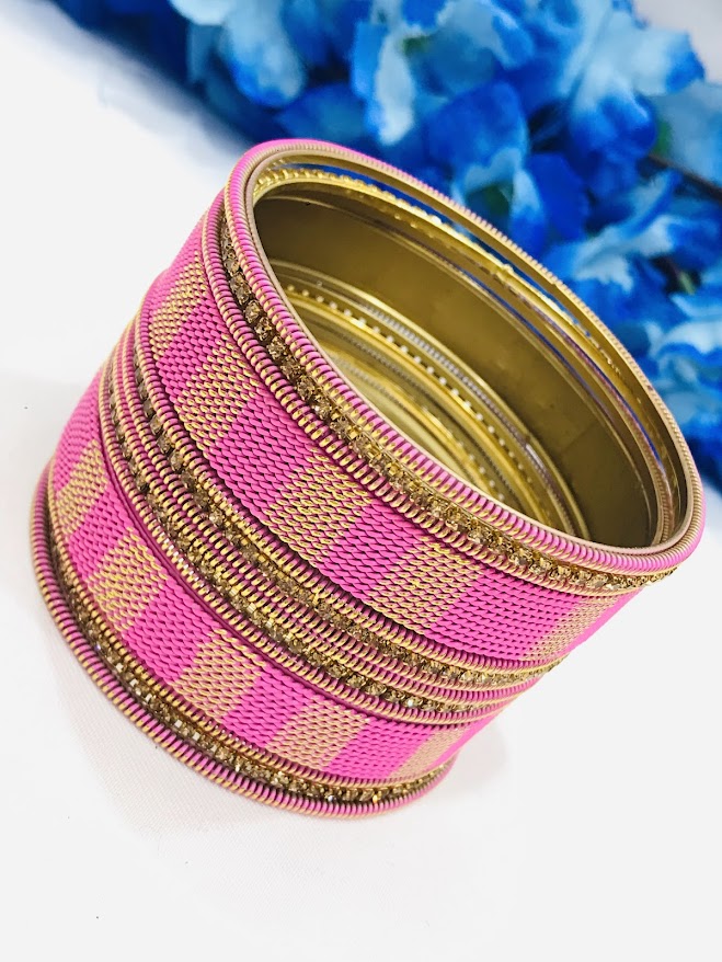Attractive Spiral Designed Pink Color Metal Bangles In Chandler