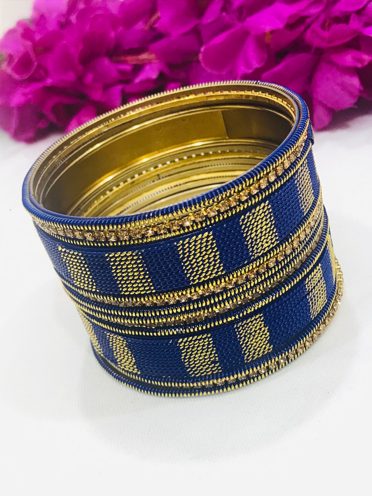 Charming Blue Color Metal Bangles Set In USA