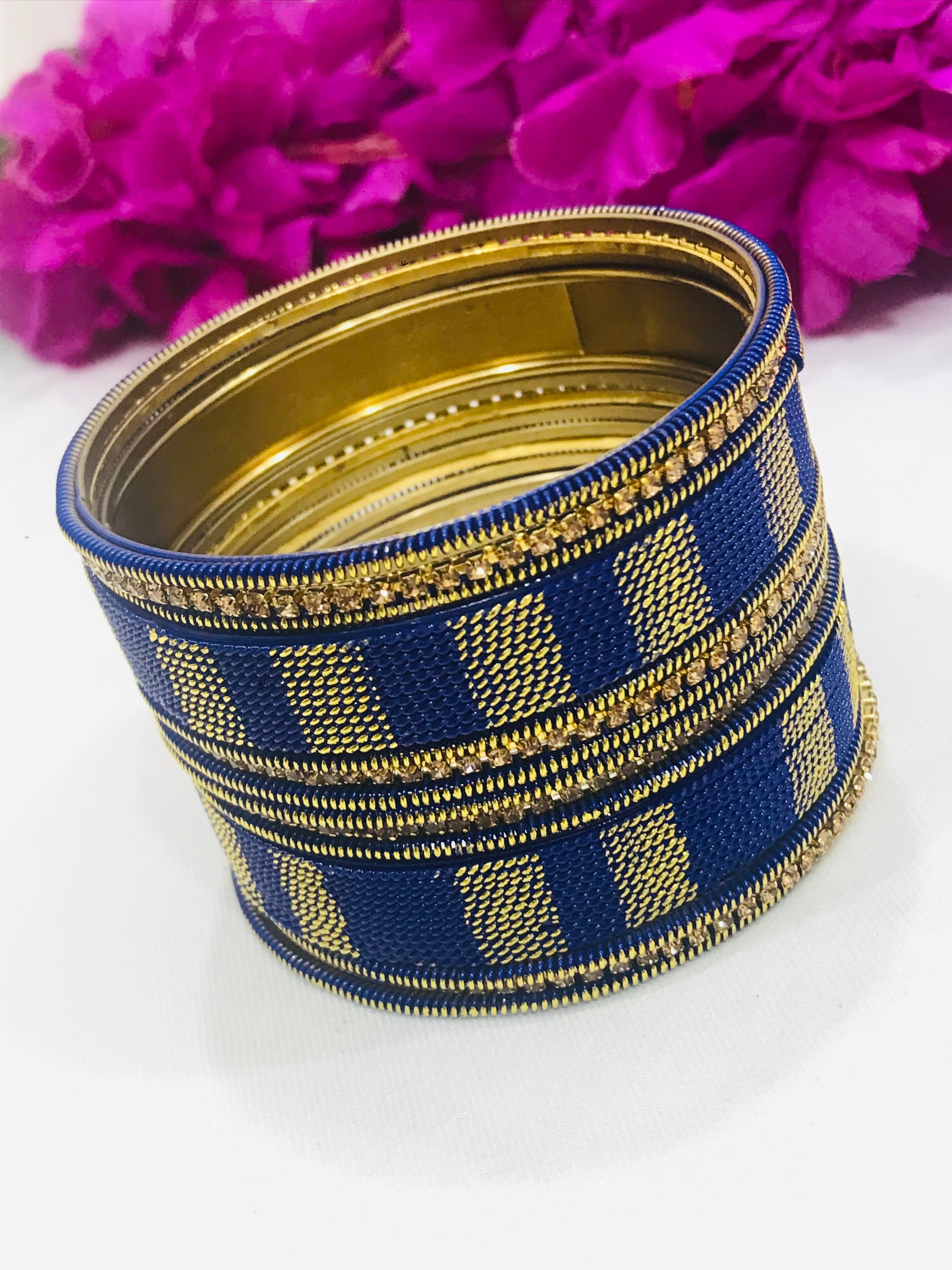 Charming Blue Color Metal Bangles Set In USA