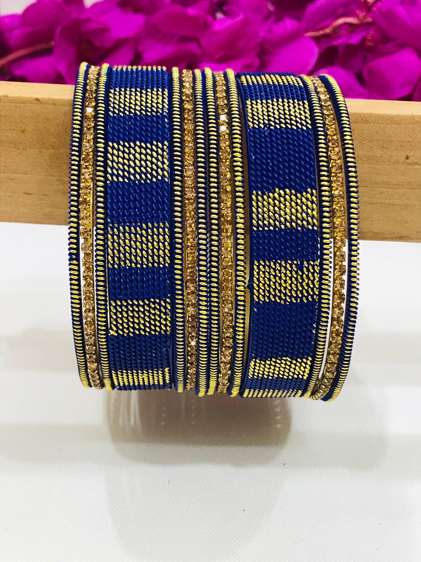 Blue Color Metal Bangles Set In Tempe