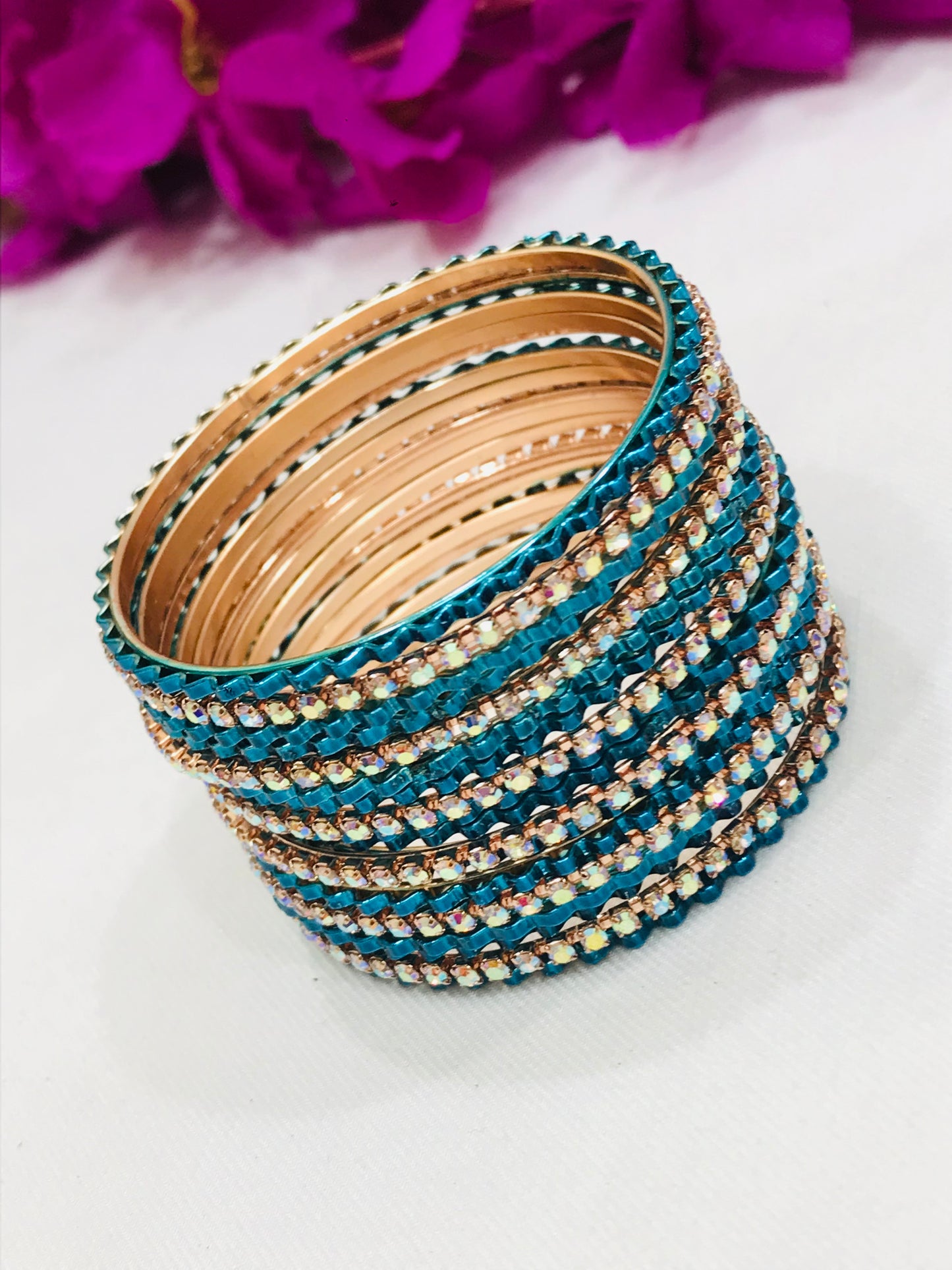 Alluring Blue Color Designer Metal Bangles Set In USA