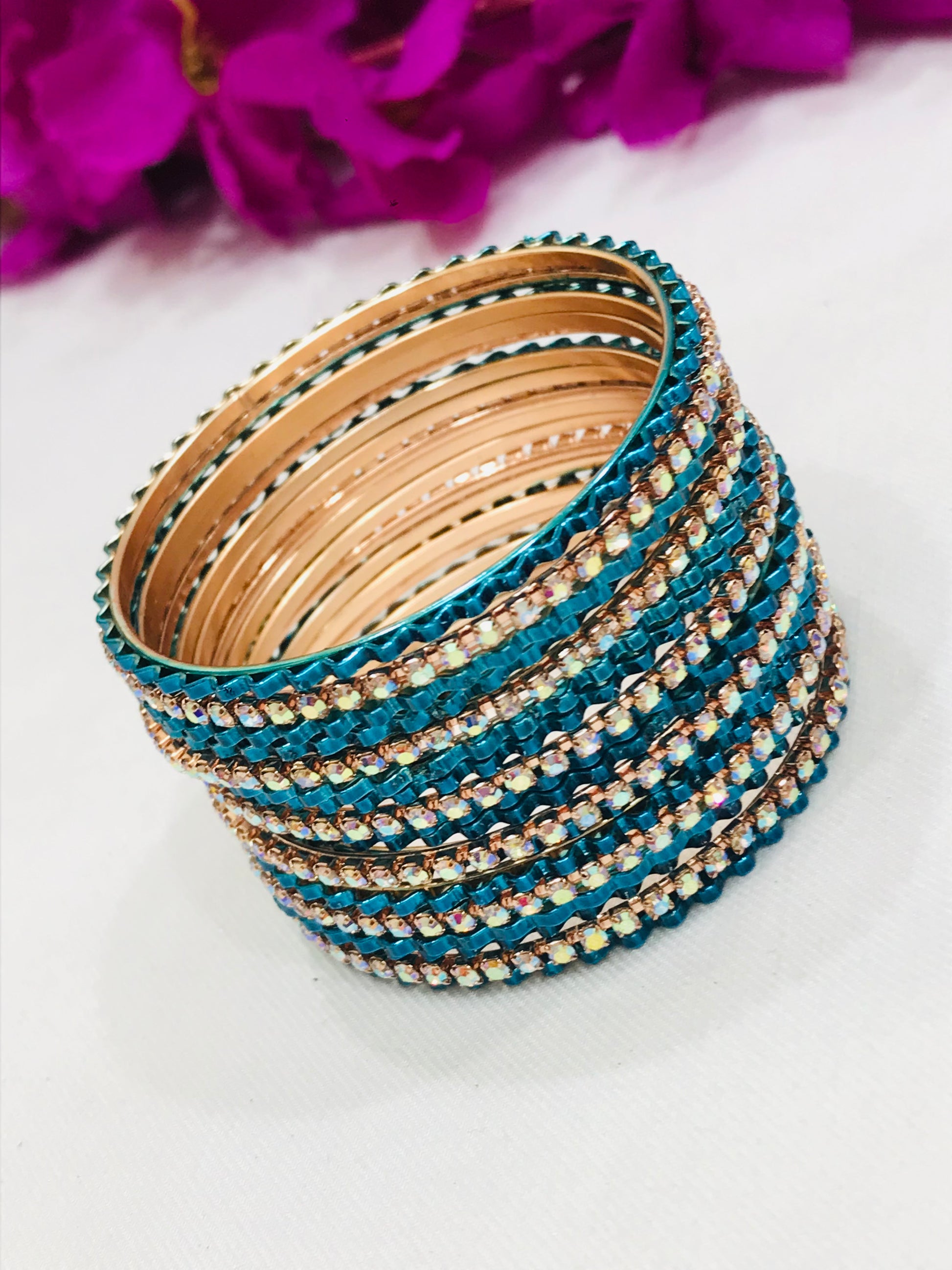 Alluring Blue Color Designer Metal Bangles Set In USA