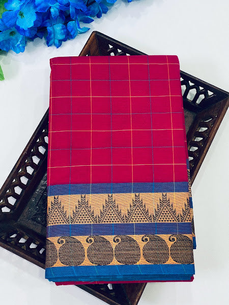 Dazzling Pink Color Pure Sungudi Cotton Saree With Woven Border Near Me