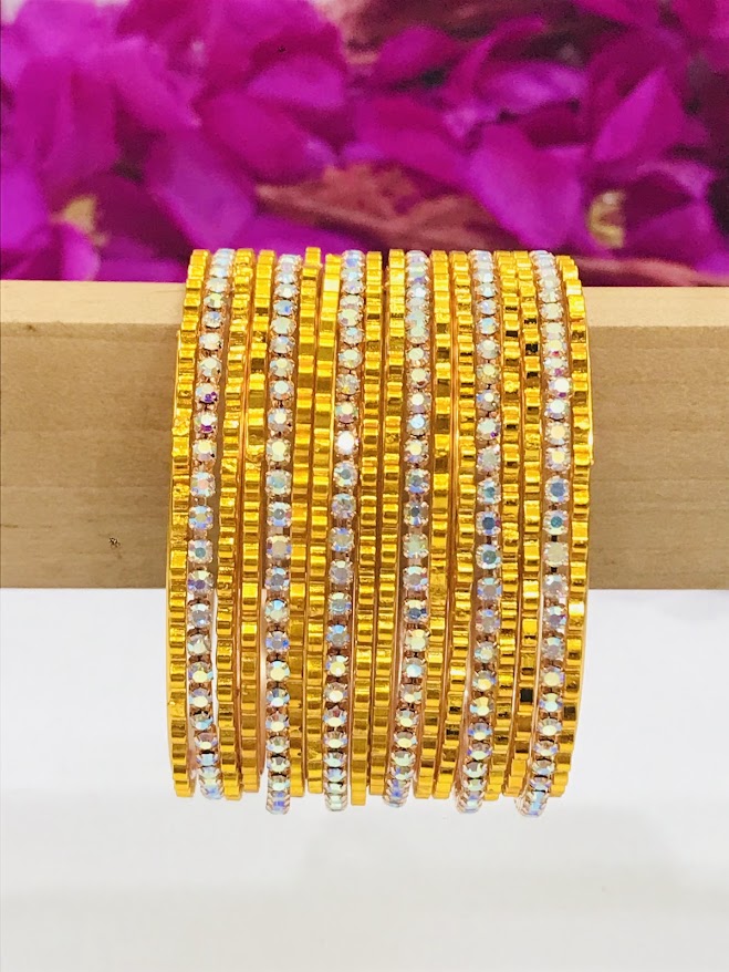 Dazzling Designer Bangles With White Stones In Tempe