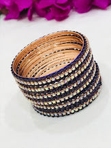 Beautiful Blue Colored Spiral Bangle Set In USA
