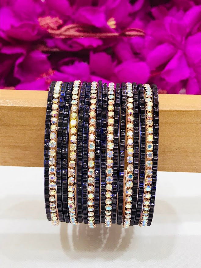 Appealing Dark Blue Colored Designer Bangle Set In Suncity