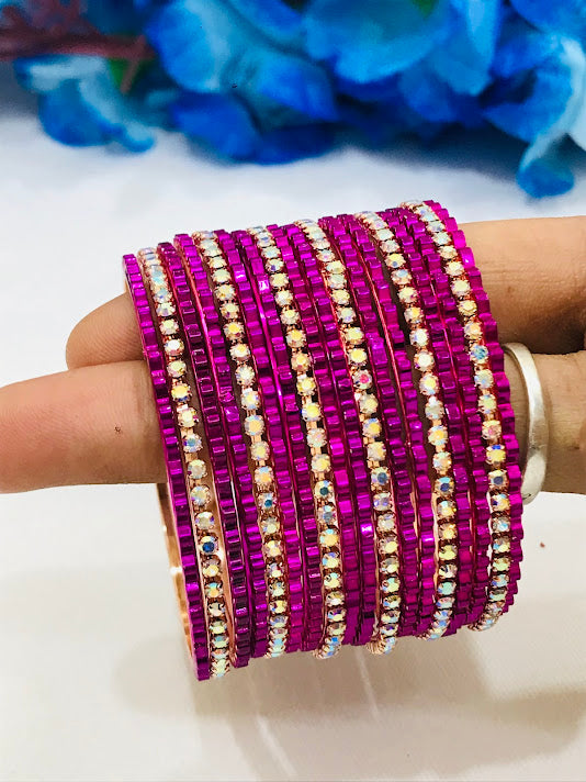 Dazzling Purple Color Party Wear Designer Bangles In Mesa