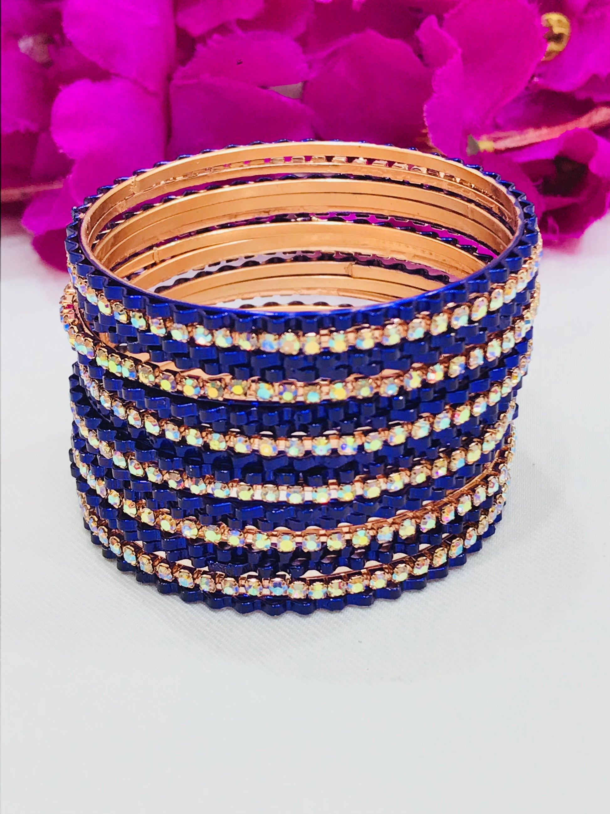 Beautiful Blue Color Fancy Designer Metal Bangles For Girls