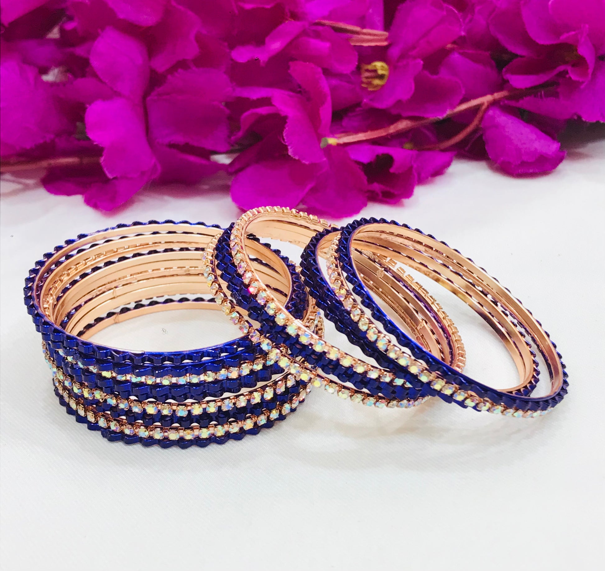 Blue Color Fancy Designer Metal Bangles In Suncity