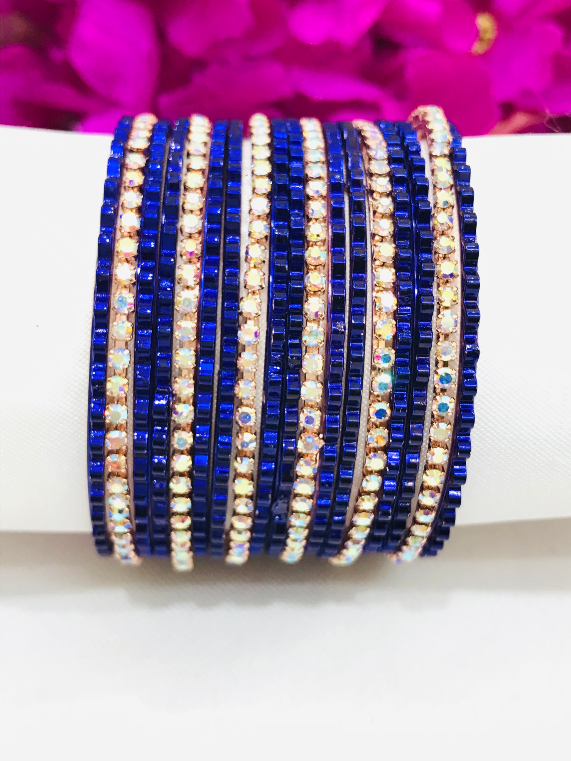 Beautiful Blue Color Fancy Designer Metal Bangles For Girls Near Me