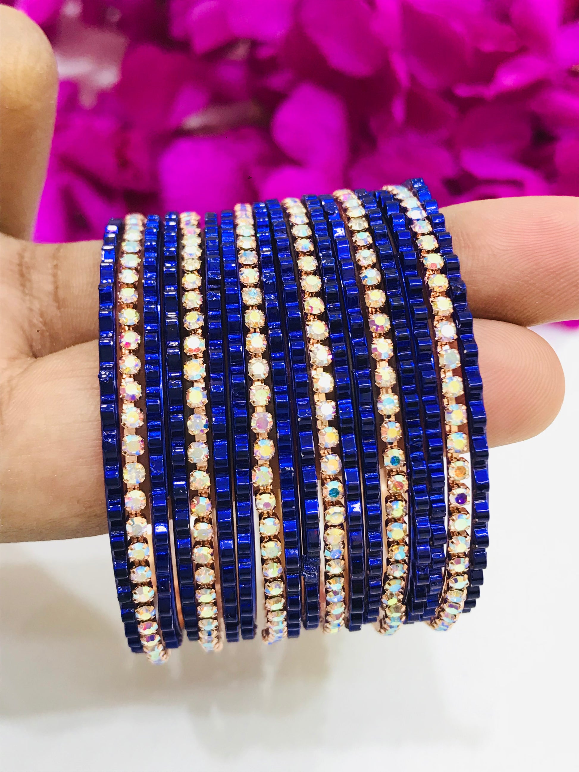 Beautiful Blue Color Fancy Designer Metal Bangles In Yuma