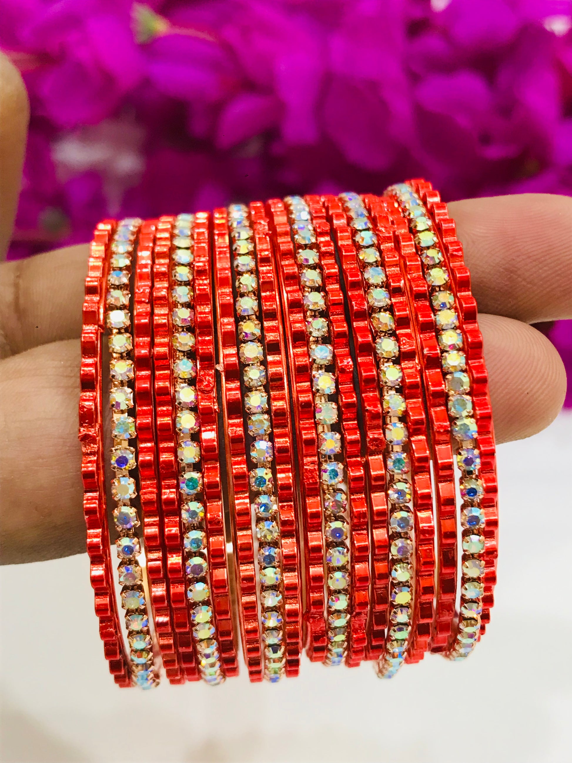 Appealing Orange Colored Fancy Metal Bangles In Sedona