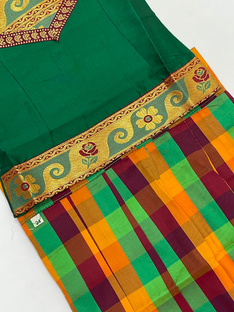 Pretty Green Color Art Silk Langa Sets With Zari Work In Tempe