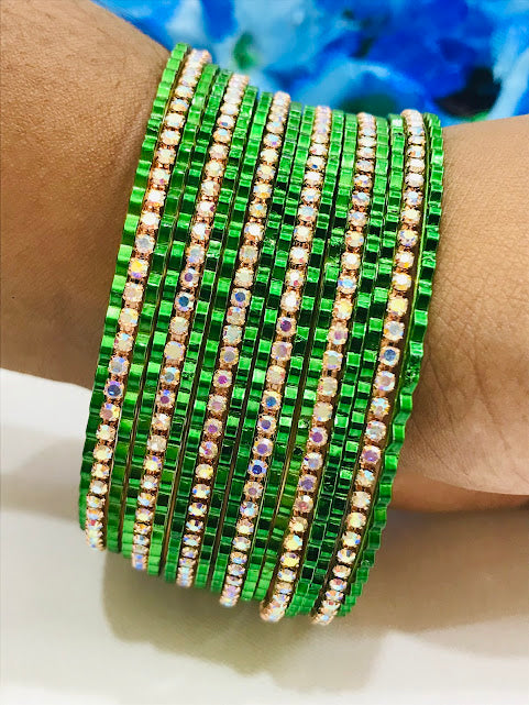 Green Color Metal Bangles With Stones In Arizona