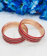 Appealing Red Color Metal Bangles With White Stones For Women In Yuma