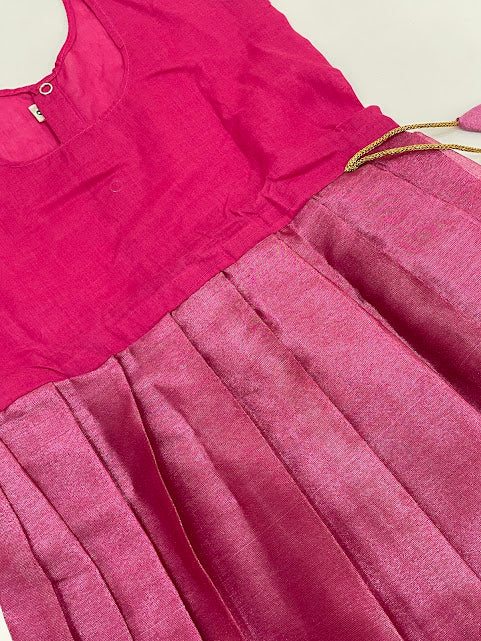 Pretty Pink Color Art Silk Langa Sets With Stone Work In Suncity