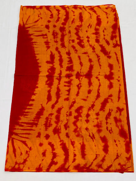 Alluring Red Color Hand Weaving Batik Printed Traditional Cotton Saree In Sedona