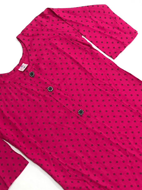 Pink Color Rayon With Printed Work Kurti In Mesa