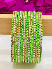 Metal Bangles With Glitter Stones In Suncity