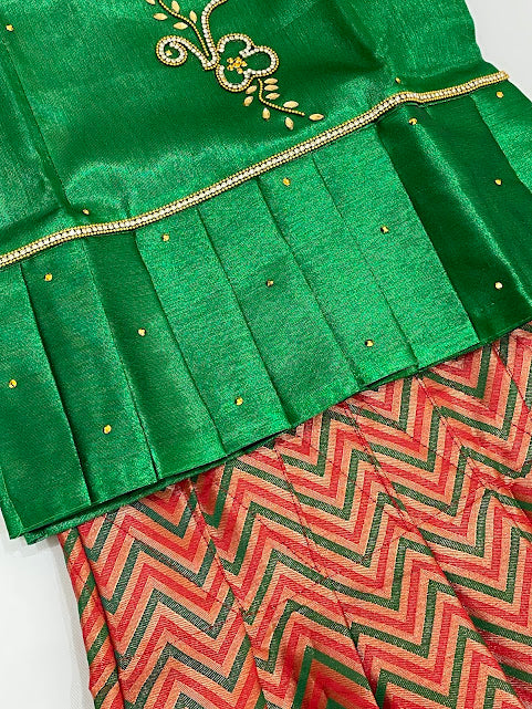 Green Color Silk Langa Sets In Tempe