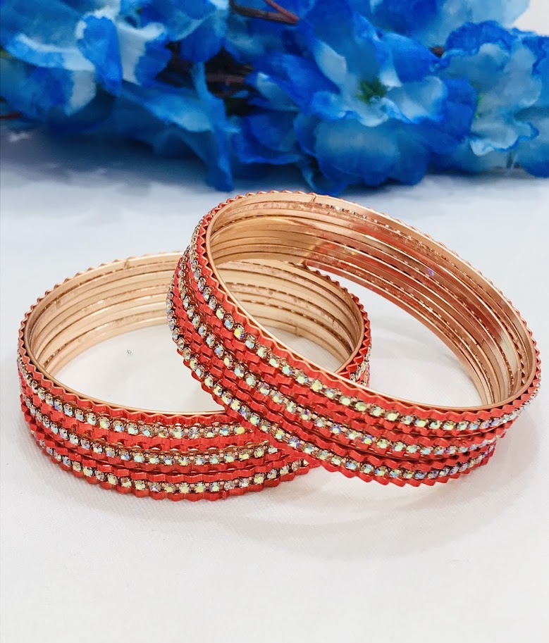 Red Color Stone Worked Party Wear Metal Bangles In Phoenix