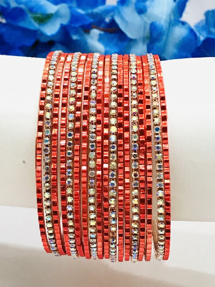 Red Color Stone Worked Party Wear Metal Bangles Near Me