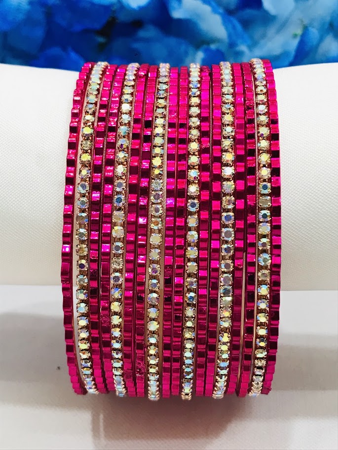 Rani Pink Color Designer Party Wear Metal Bangles Near Me