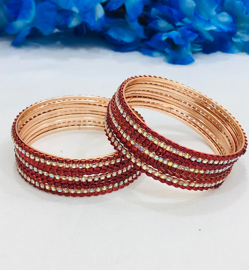 Brown Color Stone Designed Party Wear Metal Bangles In Prescott