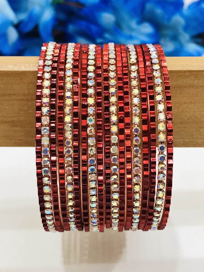 Brown Color Stone Designed Party Wear Metal Bangles In Chandler