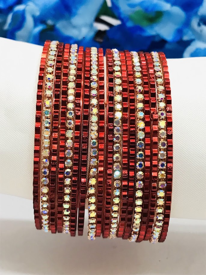 Brown Color Stone Designed Party Wear Metal Bangles Near Me