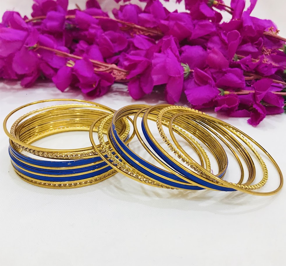 Amazing Blue Color Party Wear Smooth Finishing Bangles For Women
