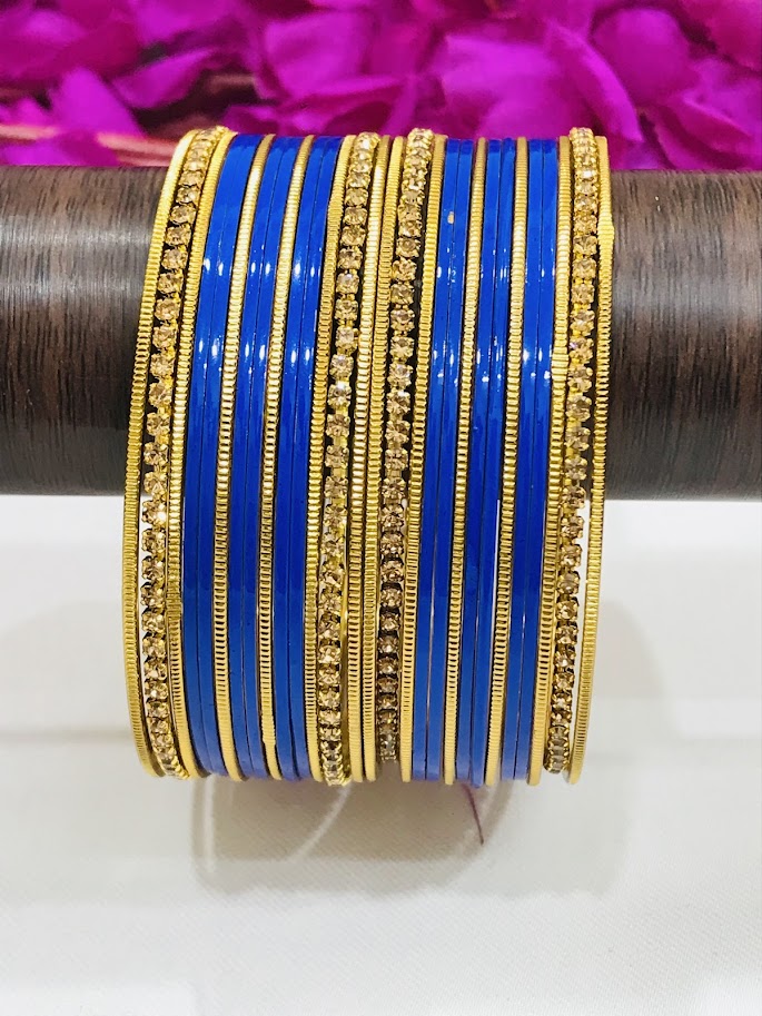 Amazing Blue Color Party Wear Smooth Finishing Bangles For Women