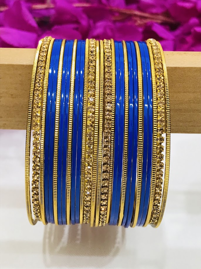 Blue Color Gold plated Metal Bangles In USA