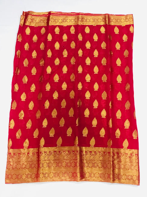 Beautiful Red Color Georgette Saree With Butta Motifs In USA
