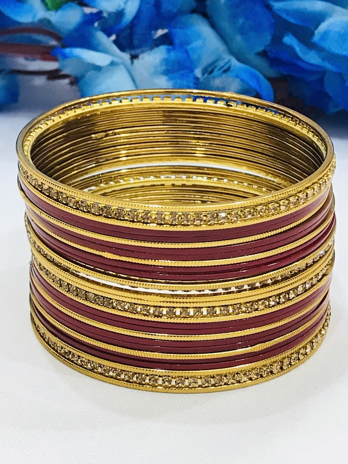 Stunning Red Color Smooth Finishing Metal Bangles For Women