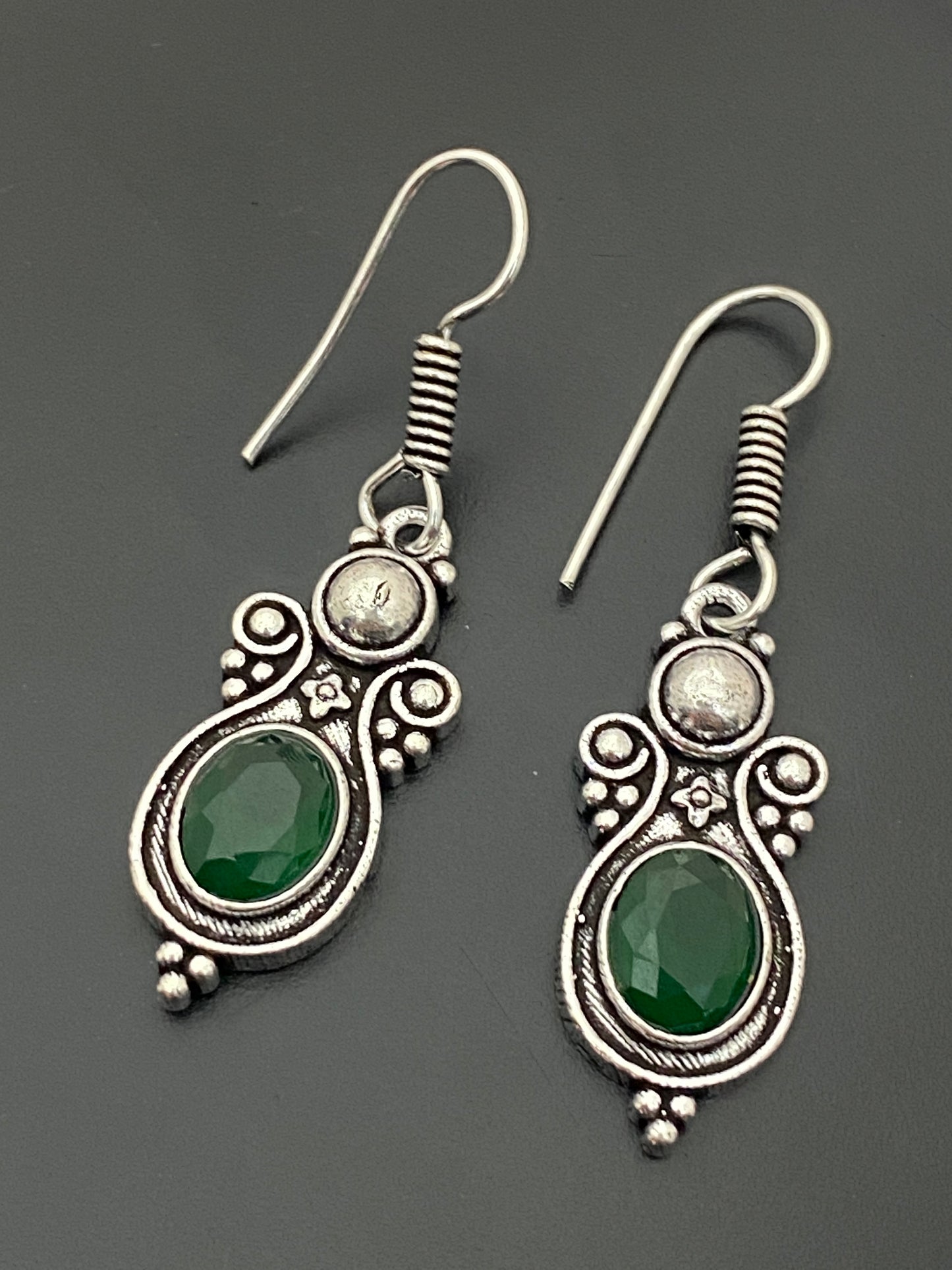 Silver Toned Oxidized Hook Earrings in Cottonwood