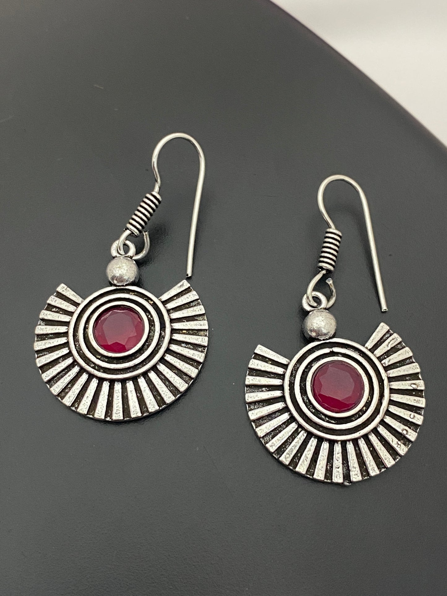 Charming Pink Stone Designer Oxidized Earrings For Women In USA