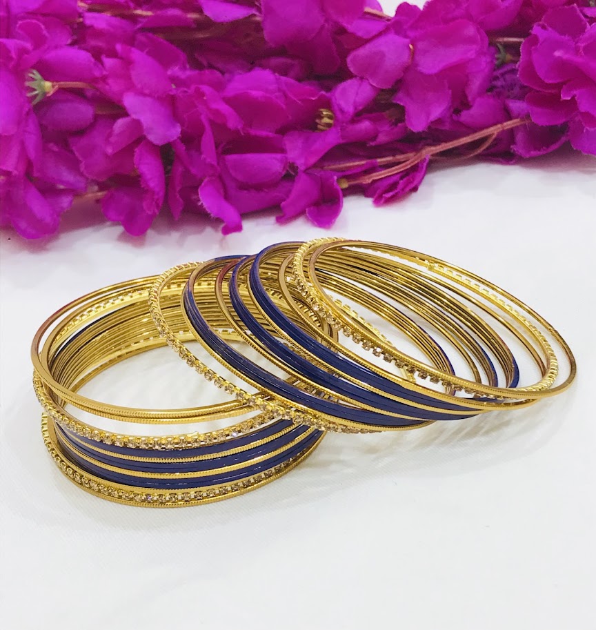 Stone Work Designed Metal Bangles In Williams