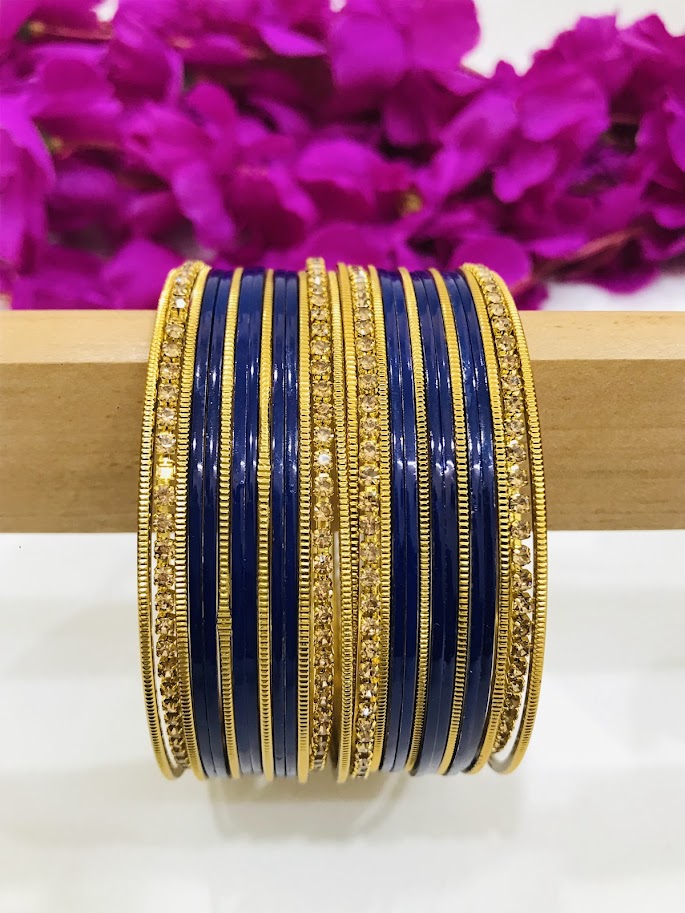 Stone Work Designed Metal Bangles In USA