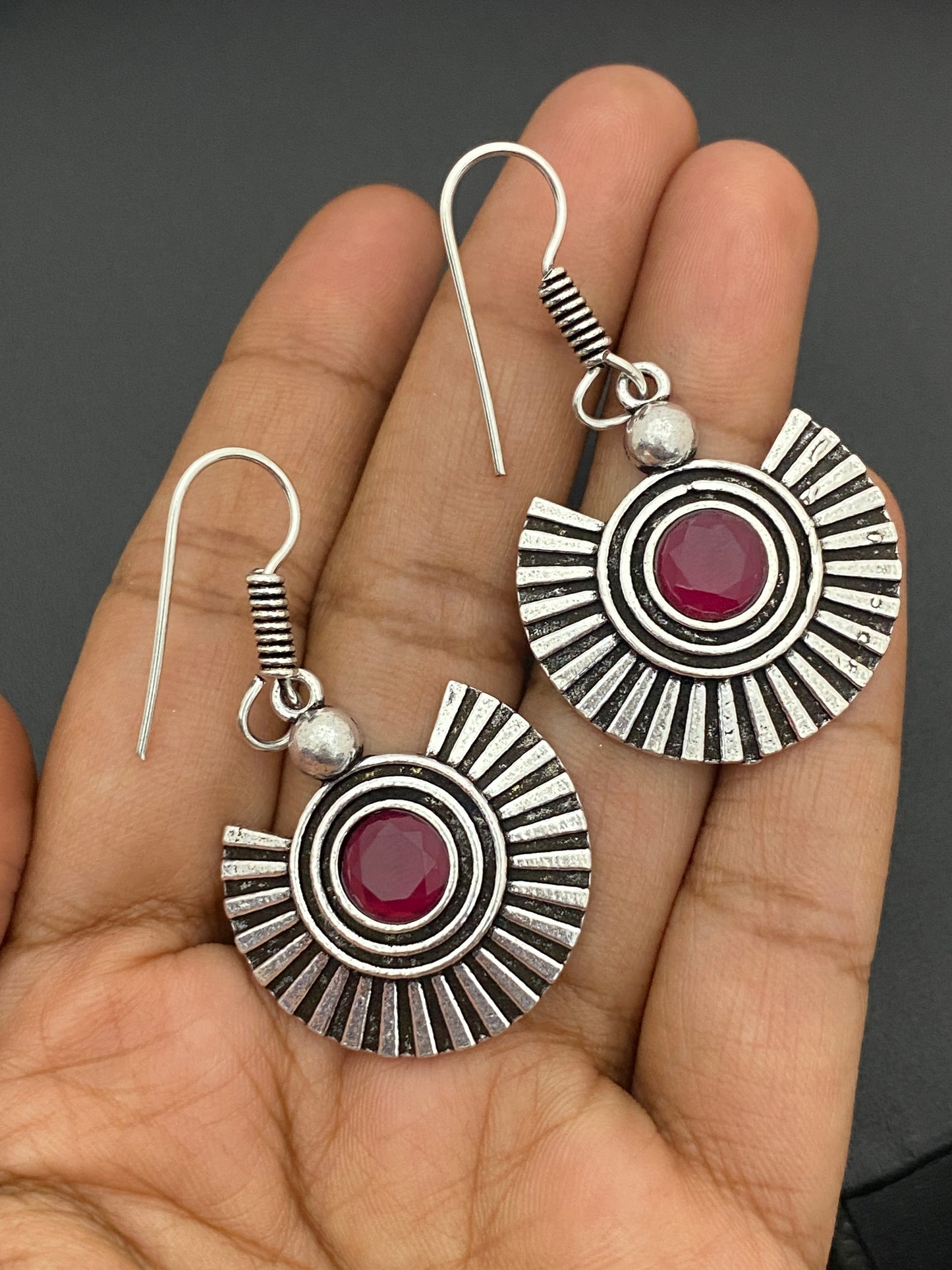 Charming Pink Stone Designer Oxidized Earrings For Women Near Me