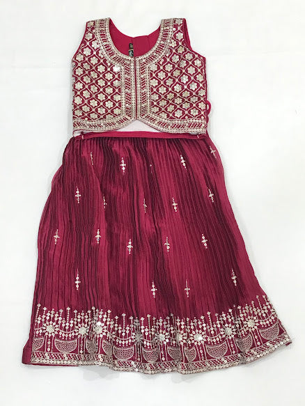 Prettiest Maroon Colored Embroidery Sequins Work Lehenga Choli Sets For Girls In Phoenix