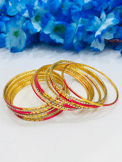 Pink Colored Metal Bangle Set For Women In Peoria