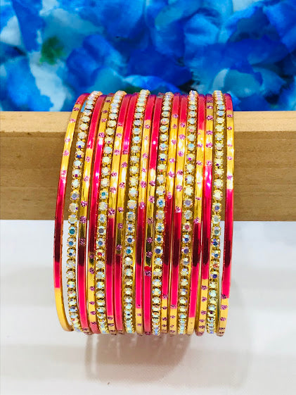 White Stone Design Metal Bangle Set For Women In Chandler