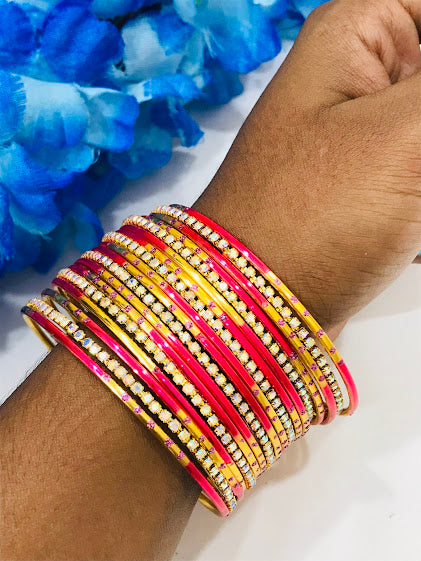 Splendiferous Pink Colored White Stone Design Metal Bangle  In Glendale