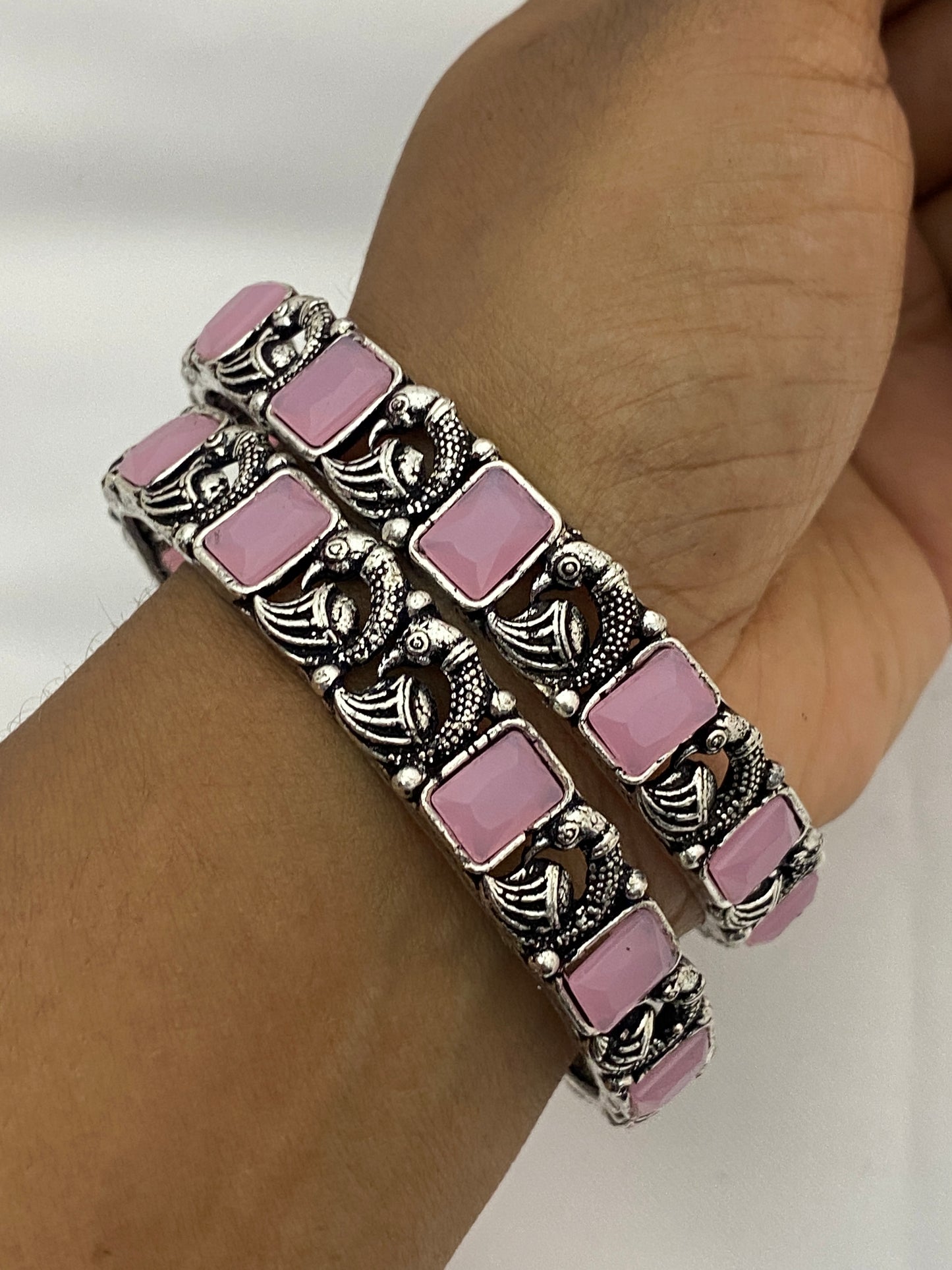 Beautiful Pink Color Oxidized Bangles Near Me