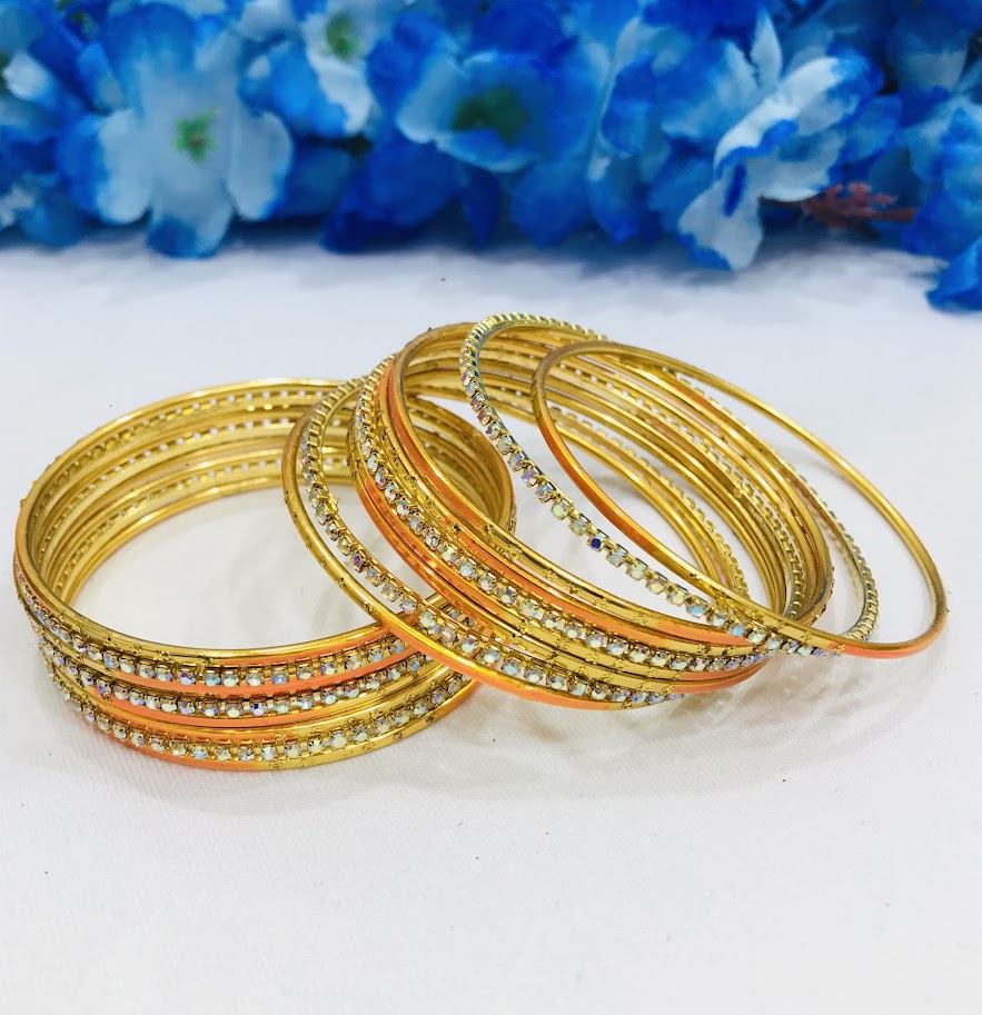 Attractive Orange color Unique Designed Metal Bangles For Women In Mesa