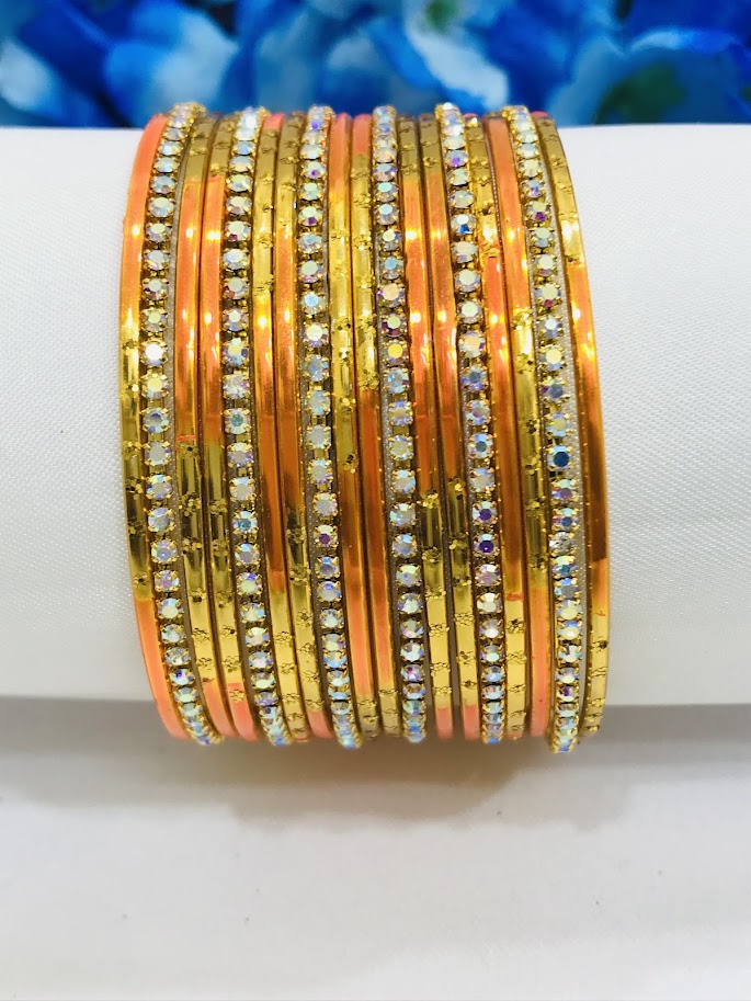 Orange color Unique Designed Metal Bangles Near Me