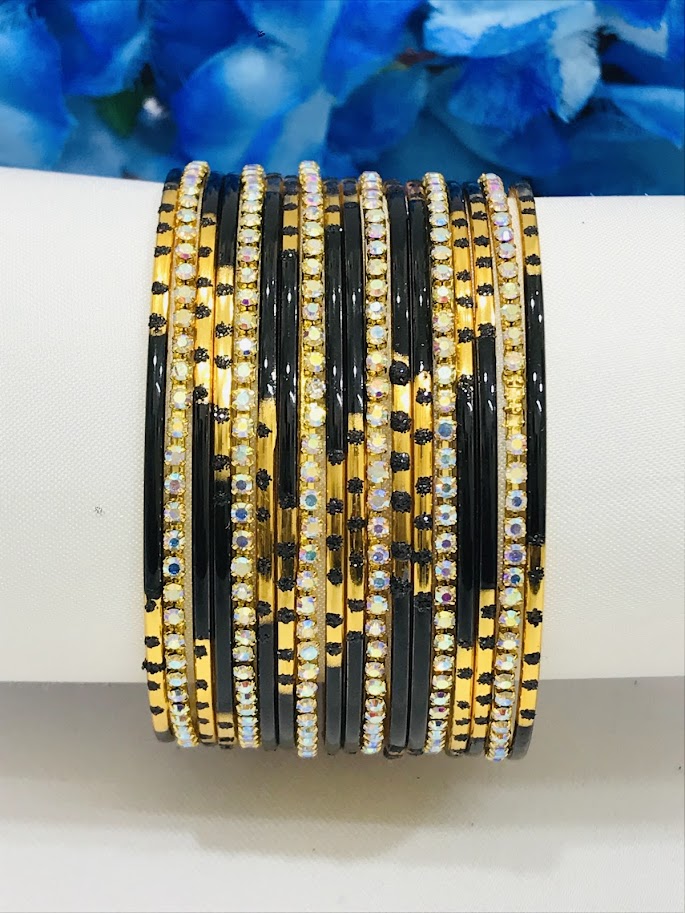 Black color Gold Plated Metal Bangles For Women Near Me