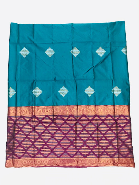 Alluring Teal Green Colored Soft Silk Saree With Fancy Pallu In USA