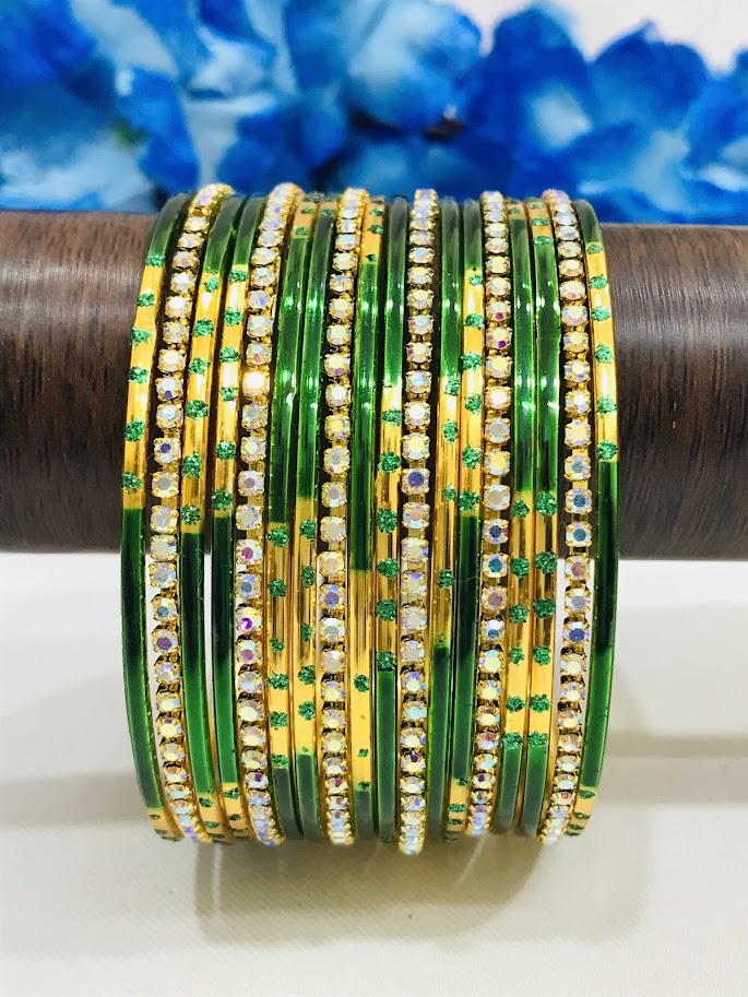 Stone Designed Smooth Finishing Metal Bangles In USA